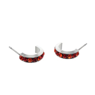 Behave - Oorstekers dames - zilverkleur rood kristal - avondstijl
