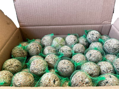 Famiflora mezenbollen met netje - Vogelvoer - 100 bollen à 90 gram - Biedt voedzame vetbollen voor vogels waardoor ze gezond de winter doorkomen