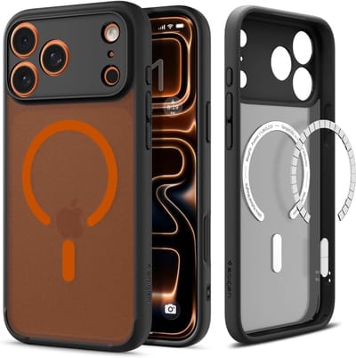 Spigen Geschikt voor Apple iPhone 17 Pro Max - Signature - Ultra Hybrid - Geschikt voor Mag - Back Cover Hoesje - Frost Black Orange