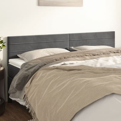 vidaXL - Hoofdborden - 180x5x78/88 - cm - fluweel - donkergrijs