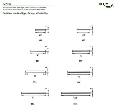 Platte PVC Lijsten in Wit 2 & 2,5 mm - Zelfklevend of met Rubberen Lip - 2 Meter