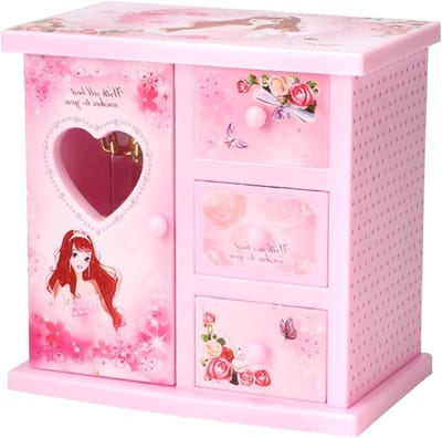 Muzikaal Sieradendoosje - Ballerina Doosje - Sieraden Opbergen - Roterende Ballerina - 18.5 x 18 x 11.5 cm - Wit