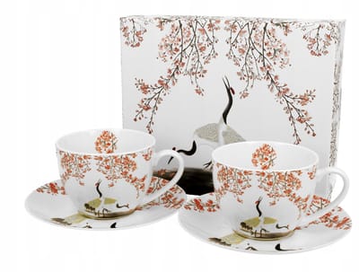 SAKURA Porseleinen Kopjes met Schotels (2 stuks, 280 ml)