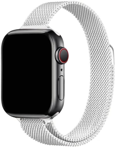 Stravo Slim Milanees bandje Geschikt voor Apple Watch 42mm (Series 11/10), 41mm (Series 9/8/7), 40mm (Series 6/5/4, SE 3/2/1), 38mm (Series 3/2/1) - Elegant en verfijnd Milanese Horlogeband met magnetische sluiting - Wit