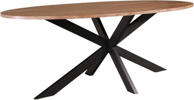 Ovale Eettafel - Eetkamertafel Tafel - Gezellig Tafelen - Warm Houtpatroon - 210 cm - Lichtbruin