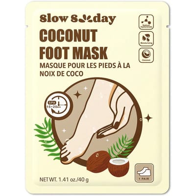 SlowSunday Kokos Voetenmasker, Voor Droge Gebarsten Voeten, Hydraterend, Kalmerend Voor De Huid, Diepe Voeding, Geschikt Voor Zomer & Herfst, Y2K, Ideaal Voor Feestjes, Terug Naar School