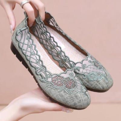 Zomer Nieuwe Comfort Casual Damesschoenen Mode Zachte Zool Ademende Holle Platte Schoenen voor Dames Zapatos De Mujer 38 gray