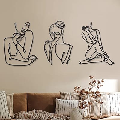 Minimalistische Muurdecoratie - Abstracte Vrouwelijke Lijntekening - 3 Delige Set