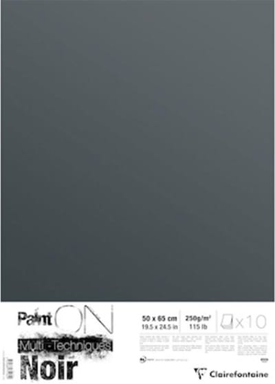 Clairefontaine Paint On - Tekenpapier - Groot formaat - 50x65 cm - 250g - Zwart - 10 vel