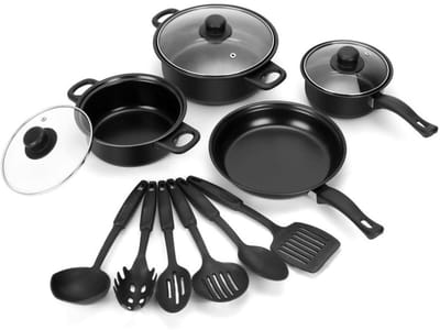 Herzberg Cooking Herzberg Hg-04241: 13-Delige Pannenset Met Antiaanbaklaag En Nylon Kooklepelset