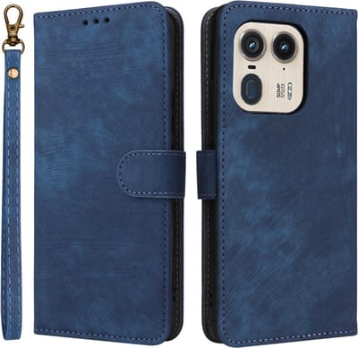 Coverup Hoesje - Geschikt voor Motorola Edge 50 Ultra Hoesje - Coverup Book Case met Koord - Blauw