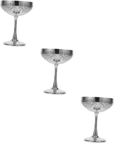 Dessertbekers Set - IJs Pudding Cups - Feestelijk Serveren - Stabiele Voet - 13.8 x 10.5 cm - Zilver