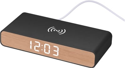 Mesa Musthaves Digitale Wekker met 15W Draadloze Oplader – LED Display – Temperatuurweergave – Zwart