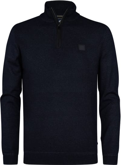 Petrol Industries - Heren Gebreide Half-Zip Trui Helena - Zwart - Maat XL