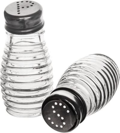 Peper en Zout Vaatje Glas 2 stuks - Stooier - Stel - Zoutvaatje - Pepervaatje - Peperstel en Zoutstel Set - Kruidenpotjes
