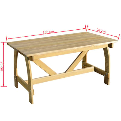 vidaXL - Tuintafel - 150x74x75 - cm - geïmpregneerd - grenenhout