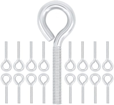 Set van 20 Oogschroeven M4 x 40 mm van Koolstofstaal voor Ophangen, Bevestigen van Kabels en Mechanische Toepassingen, Zilverkleurig