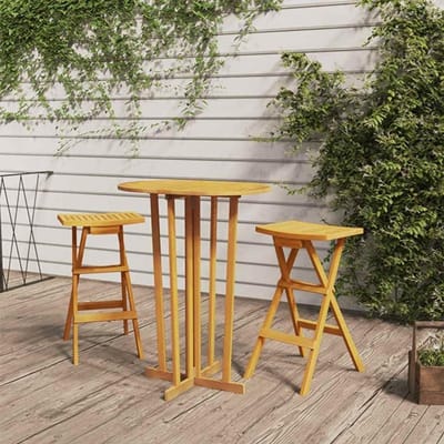 Inklapbare bartafel - Houten statafel - Ruimtebesparend wonen - Massief teakhout - 90 x 65 x 105 cm - Bruin