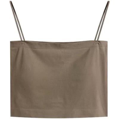 Débardeur pour femme avec soutien-gorge avec haut à bretelles à dos nageur pour femme style fin L café