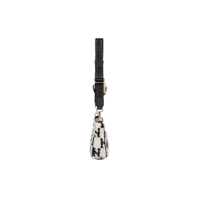 MLB Monogram Series New York Yankees Floral Color Block Faux Shearling Tote Bag met ritssluiting voor dames, zwart-wit 7ABQM0126-50CRS Black White black