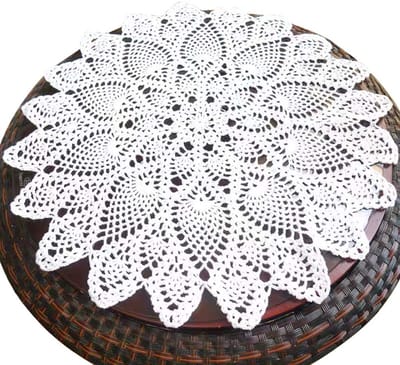 Placemats Handgemaakte Gehaakte Doek Ronde Onderzetters Gebreide Doilies voor Tafels Sofa Cover, 100% Katoen (Wit)