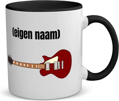 Akyol - rode elektrische gitaar met eigen naam koffiemok - theemok - zwart - Gitaar - muziek liefhebbers - gitaristen - gitaar liefhebbers - verjaardag - cadeau - kado - 350 ML inhoud