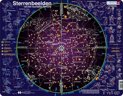 Larsen Sterrenbeelden – Puzzel – Ruimte & Wetenschap – Sterrenkunde – Educatieve legpuzzel voor kinderen – 70 stukjes – Gemaakt in Noorwegen – Extra dikke 2,5 mm stukjes – Tray met vaste rand