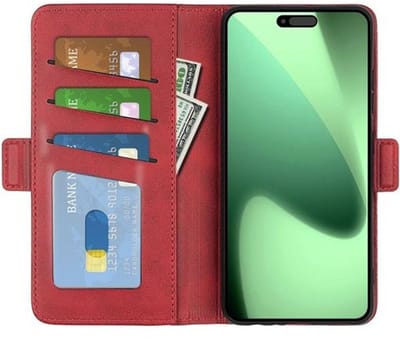 Mobiq - PU Lederen Wallet Hoesje met Sluiting geschikt voor iPhone 17 Pro - rood