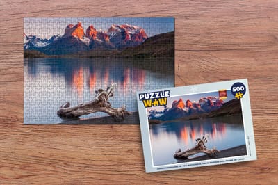 Puzzel Zonsondergang in het Nationaal park Torres del Paine in Chili - Legpuzzel - Puzzel 500 stukjes