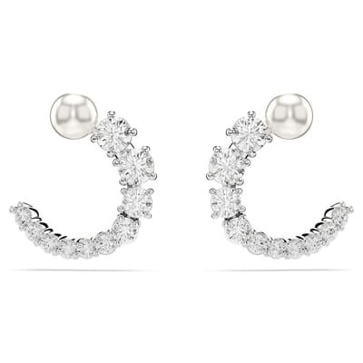 Swarovski Matrix oorbellen 5701602 | zilver wit Swarovski sieraden, elegante crystal detail, luxe uitstraling, oorstekers