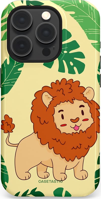 Casetastic Hoesje Geschikt voor Apple iPhone 15 Pro Magsafe - Stijlvolle Beschermende Duo-layer Case - Jungle Leeuw Ontwerp