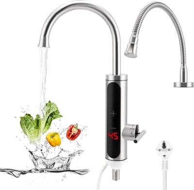 Doorstroomboiler 3000 W - Directe Warmwaterkraan met Frequentieregeling en LED-Display voor Keuken en Badkamer
