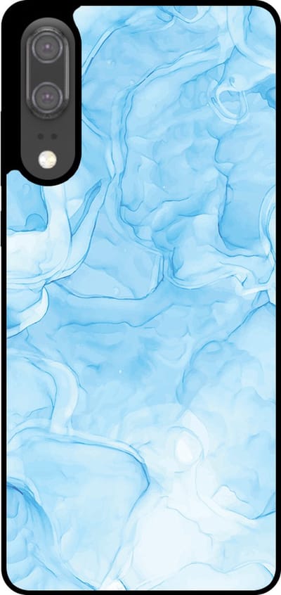 Smartphonica Telefoonhoesje Geschikt voor Huawei P20 met marmer opdruk - TPU backcover case marble design - Lichtblauw geschikt voor Huawei P20