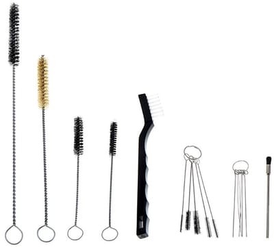 Dailygoods- Reinigingsborstel Set 17 Stks - Hoogwaardige Borstel - Kunststof Handvat - Flexibel - Ideaal voor Airbrush en Tatoeage - Oogje voor Opslag - Schoonmaakborstel
