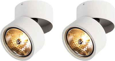 QAZQA go_nine_tubo - Industriele Plafondspot | Spotje | Opbouwspot - 2 stuks - Ø 12 cm - Wit - Industrieel - Woonkamer | Slaapkamer | Keuken