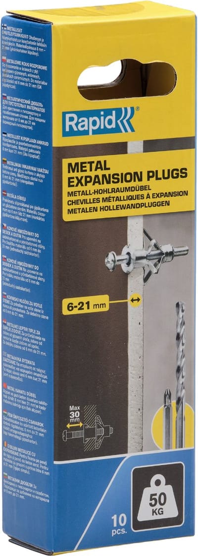 Blister van 10 stuks. metalen expansiepluggen ø13x52 schroeven m6x63 5001553 snel