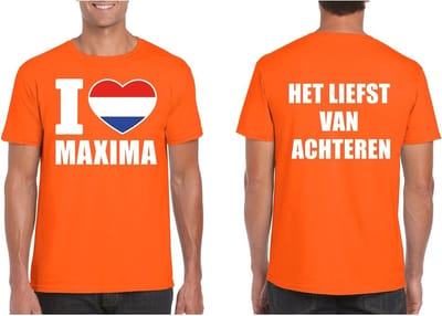 Oranje I love Maxima shirt heren S