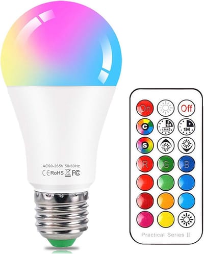 LED Gloeilamp E27 Kleurverandering met Afstandsbediening - 10W RGB + Koud Wit Dimbaar Sfeerlicht