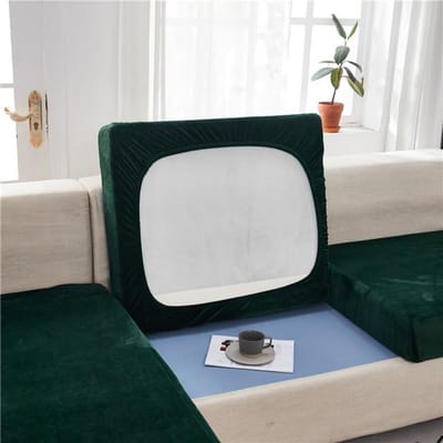 Fluwelen Bank Zitkussen Zachte Kussenhoezen Voor Woonkamer Pluche Kussenhoes Dik Zacht Effen Kleur Rekbare Bankhoes Beschermhoezen 2pcs 45x45cm Cover donkergroene kleur