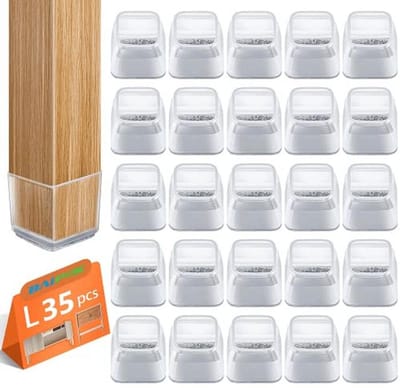 35 Stuks Siliconen Stoelpootbeschermers met Vilten Pads - Vloerbeschermers voor Houten Vloeren