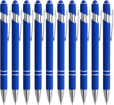 Set van 10 ergonomische balpennen met blauwe inkt, 0.7mm lijn, ideaal voor kantoor en thuisgebruik