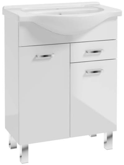 Deftrans Mea - Staande Badkamerkast Met Waskom - 65 cm - Wit - Lak Afwerking - Keramische Wastafel