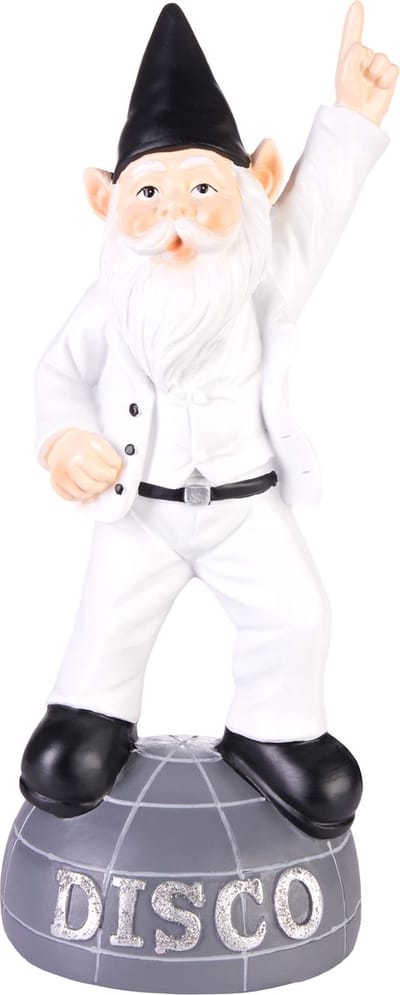 BRUBAKER Tuinkabouter Disco Boy - Clubdanser Kabouter op Discobol - Grappig Tuinbeeldje - Weerbestendige Decoratie voor Tuin en Camping - Tuindecoratie voor Buiten - 25 cm hoog