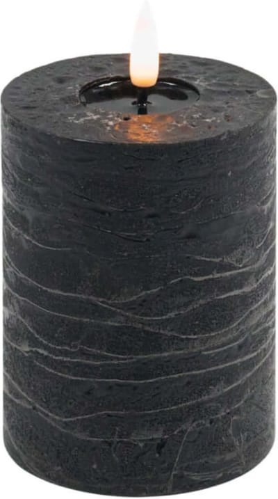 Mansion atmosphere Zwarte led kaars rustic 10x7,5cm