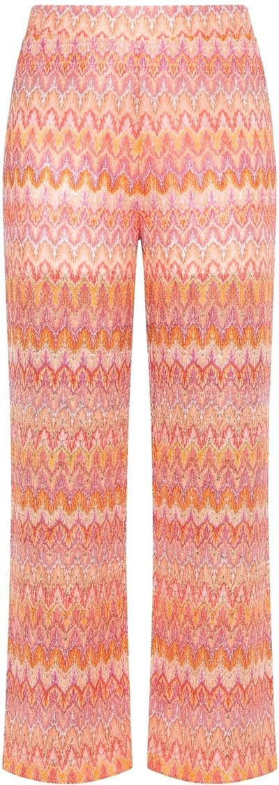 Angel of Style - Dames - Gebreide broek wijde rechte pijp zigzagmotief - Flamingo - Maat 44