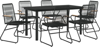 vidaXL - 7-delige - Tuinset - PVC-rattan - zwart