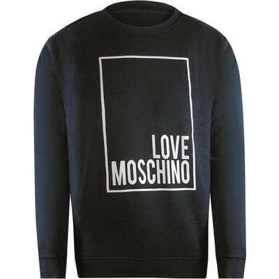 Love Moschino Heren Box Logo Sweatshirt (Zwart)