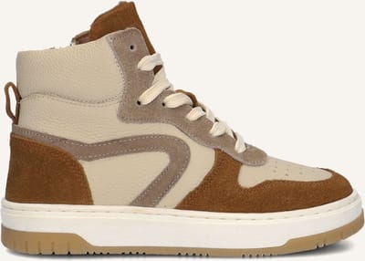 Ton & Ton Jongens Sneakers Bjorne - Leren Hoge sneakers - Beige - Maat 26