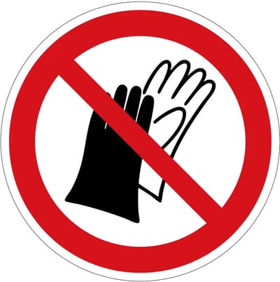Geen handschoenen dragen verbodsbord - P028 | gecoat dibond materiaal | 10 cm