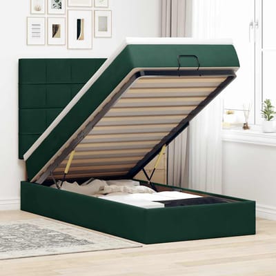 vidaXL Ottoman bed met matrassen 100x200cm fluweel donkergroen